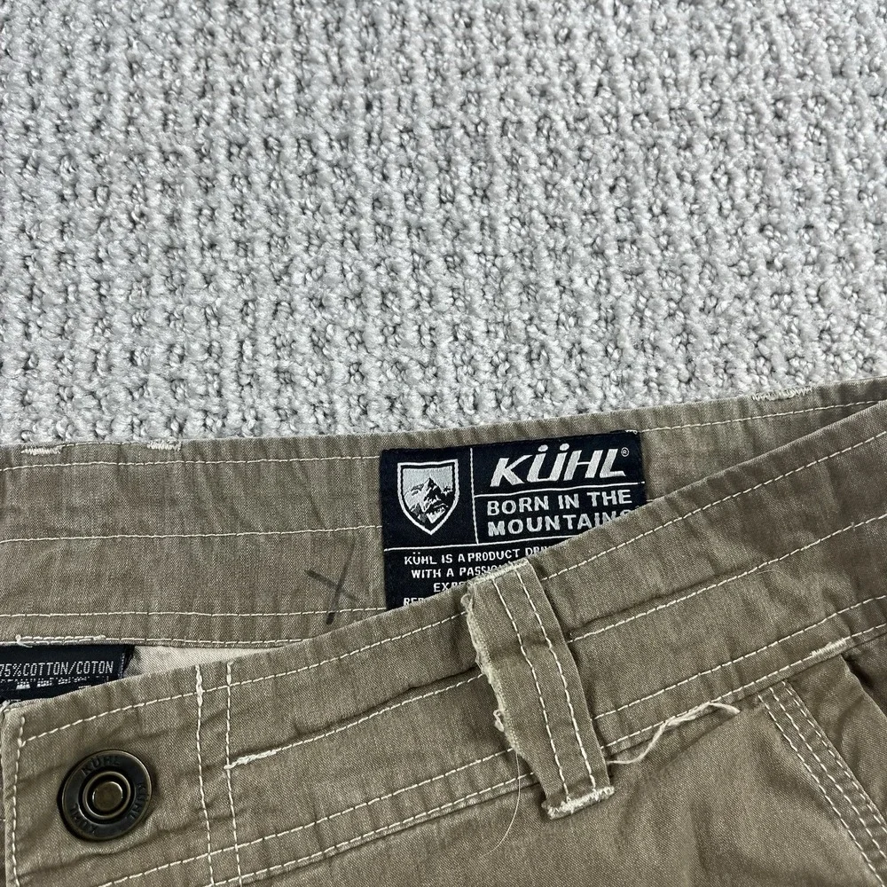 Kuhl Men's Vintage Patina Dye Hiking Shorts Zip Cargo Pockets Size 34 Olive